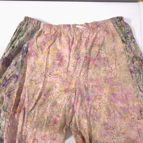 LA Blend Fairy Beaded Harem Pant M-Lg Handmade Batik Pink Green Boho Renaissance - Picture 15 of 16